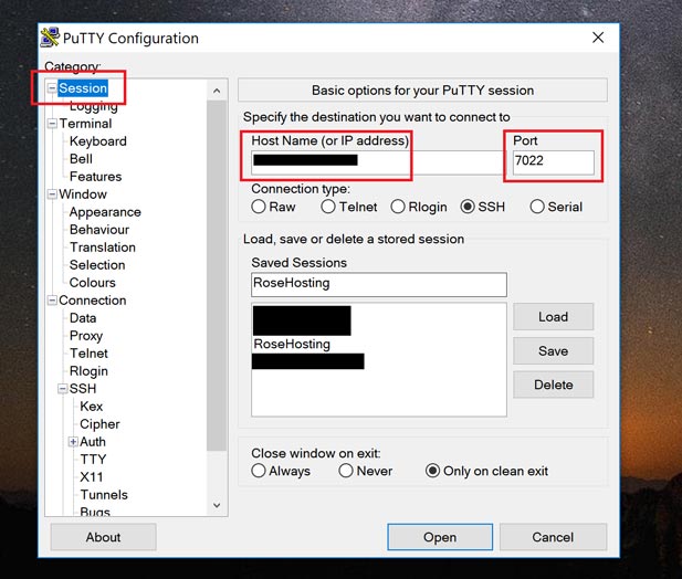 PuTTY Initial Configuration