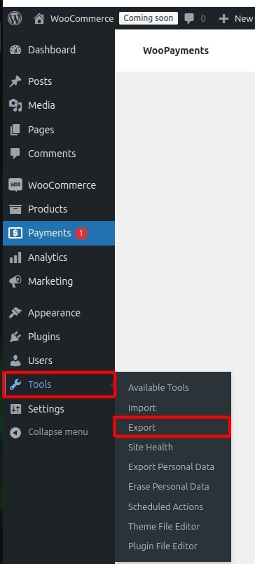 woocommerce tools export