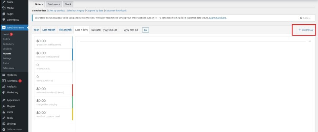 woocommerce report csv export