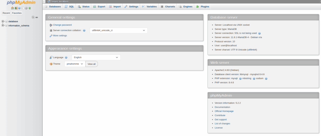 phpMyAdmin GUI