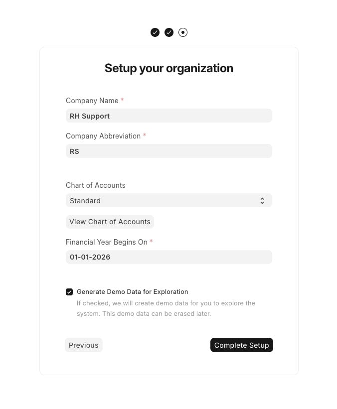 Organizaiton setup on ERPNext