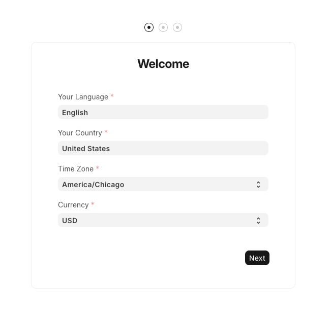 ERPNext installation setup wizard