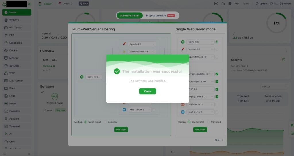 install aaPanel Control Panel on Debian 13