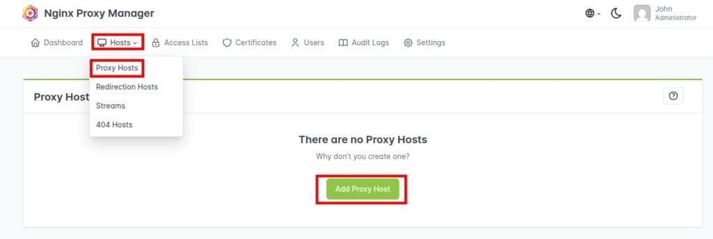Nginx Proxy Manager proxy hosts