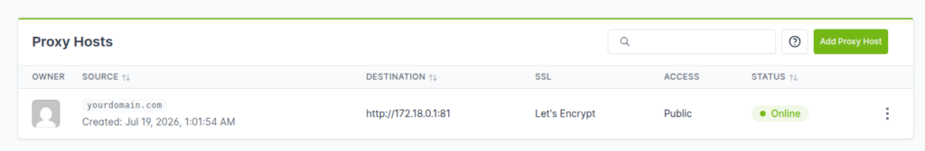 Access Nginx Proxy Manager Admin UI